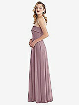 Side View Thumbnail - Dusty Rose Cuffed Strapless Maxi Dress with Front Slit