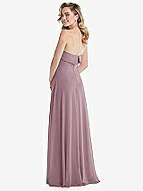 Rear View Thumbnail - Dusty Rose Cuffed Strapless Maxi Dress with Front Slit