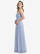 Side View Thumbnail - Sky Blue Cuffed Strapless Maxi Dress with Front Slit