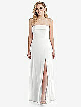Front View Thumbnail - White Cuffed Strapless Maxi Dress with Front Slit