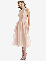 Side View Thumbnail - Cameo Scarf-Tie High-Neck Halter Organdy Midi Dress
