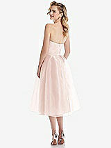 Rear View Thumbnail - Blush Strapless Pleated Skirt Organdy Midi Dress