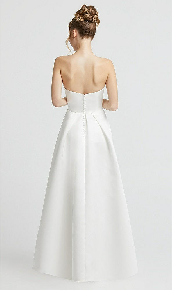 Back View - Off White Sweetheart Strapless Satin Wedding Dress with Pockets