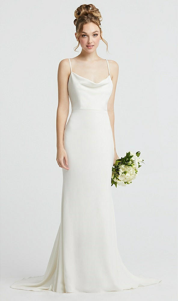 Front View - Ivory Cowl-Neck Convertible Strap Mermaid Wedding Dress