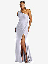 Front View Thumbnail - Silver Dove One-Shoulder Asymmetrical Cowl Back Stretch Satin Mermaid Dress