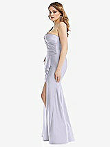 Side View Thumbnail - Silver Dove One-Shoulder Bustier Stretch Satin Mermaid Dress with Cascade Ruffle