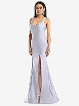 Front View Thumbnail - Silver Dove Square Neck Stretch Satin Mermaid Dress with Slight Train