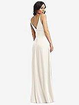 Rear View Thumbnail - Ivory Skinny Strap Plunge Neckline Maxi Dress with Bow Detail
