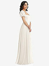 Side View Thumbnail - Ivory Puff Sleeve Chiffon Maxi Dress with Front Slit