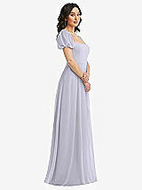 Side View Thumbnail - Silver Dove Puff Sleeve Chiffon Maxi Dress with Front Slit