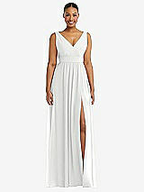 Alt View 2 Thumbnail - White Plunge Neckline Bow Shoulder Empire Waist Chiffon Maxi Dress