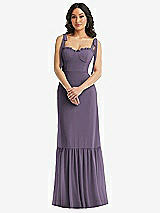 Alt View 2 Thumbnail - Lavender Tie-Shoulder Corset Bodice Ruffle-Hem Maxi Dress
