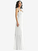 Side View Thumbnail - White Tie-Shoulder Corset Bodice Ruffle-Hem Maxi Dress