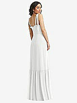 Rear View Thumbnail - White Tie-Shoulder Corset Bodice Ruffle-Hem Maxi Dress