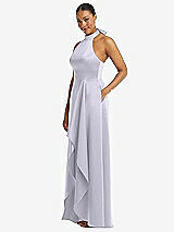 Side View Thumbnail - Silver Dove High-Neck Tie-Back Halter Cascading High Low Maxi Dress