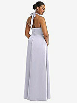 Rear View Thumbnail - Silver Dove High-Neck Tie-Back Halter Cascading High Low Maxi Dress