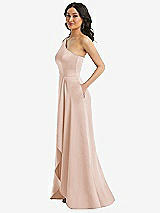 Side View Thumbnail - Cameo One-Shoulder High Low Maxi Dress with Pockets