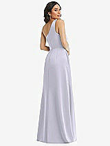 Rear View Thumbnail - Silver Dove One-Shoulder High Low Maxi Dress with Pockets