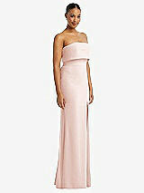 Side View Thumbnail - Blush Strapless Overlay Bodice Crepe Maxi Dress with Front Slit