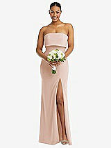 Alt View 2 Thumbnail - Cameo Strapless Overlay Bodice Crepe Maxi Dress with Front Slit