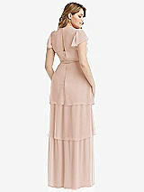 Rear View Thumbnail - Cameo Flutter Sleeve Jewel Neck Chiffon Maxi Dress with Tiered Ruffle Skirt