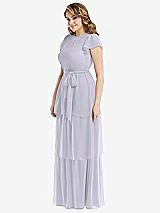Side View Thumbnail - Silver Dove Flutter Sleeve Jewel Neck Chiffon Maxi Dress with Tiered Ruffle Skirt