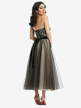 Rear View Thumbnail - Cameo & Black Lace Bustier Bodice Ballet-Length Dress with Tulle Skirt
