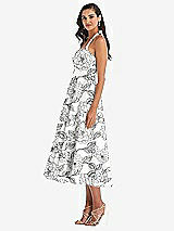 Side View Thumbnail - Botanica Tie-Neck Halter Full Skirt Floral Satin Midi Dress