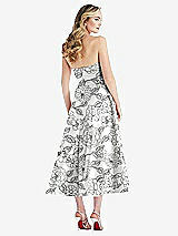 Rear View Thumbnail - Botanica Strapless Bow-Waist Full Skirt Floral Satin Midi Dress