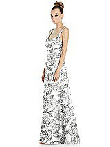 Side View Thumbnail - Botanica Sleeveless Square-Neck Princess Line Floral Gown with Pockets
