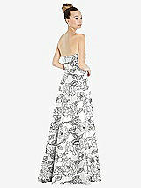 Rear View Thumbnail - Botanica Bow Cuff Strapless Floral Satin Ball Gown with Pockets