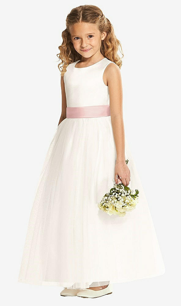 Front View - Ivory & Rose - PANTONE Rose Quartz Flower Girl Dress FL4002