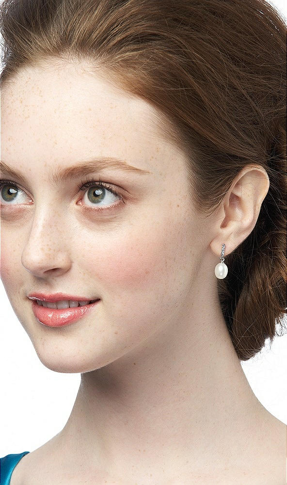 Back View - Natural Pearl Deco Drop Earrings