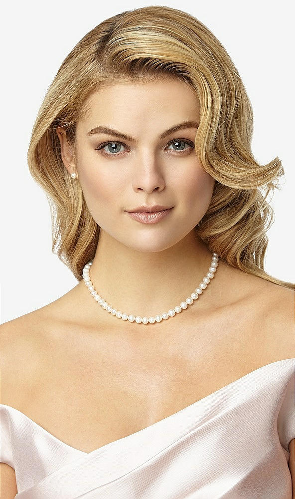 Front View - Natural Freshwater Pearl Necklace - 16 inch