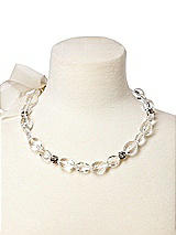 Front View Thumbnail - Ivory Faceted Resin Statement Necklace with Rhinestone Accents