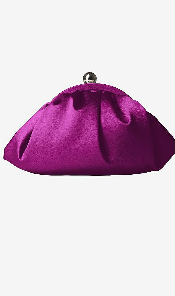 Front View - Persian Plum Gathered Matte Satin Clutch