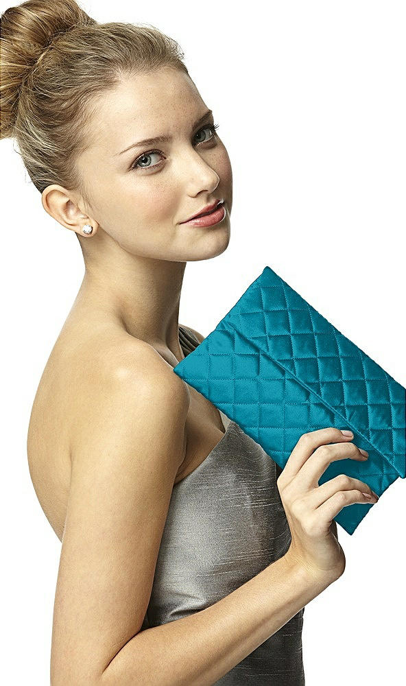 Back View - Oasis Quilted Envelope Clutch with Tassel Detail
