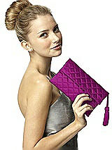 Rear View Thumbnail - Persian Plum Quilted Envelope Clutch with Tassel Detail