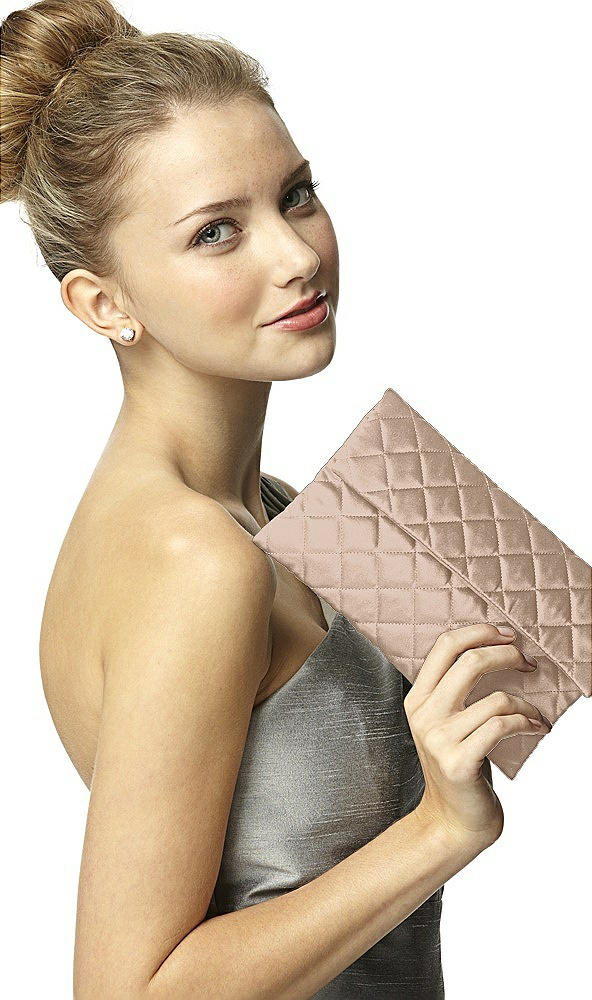 Back View - Topaz Quilted Envelope Clutch with Tassel Detail