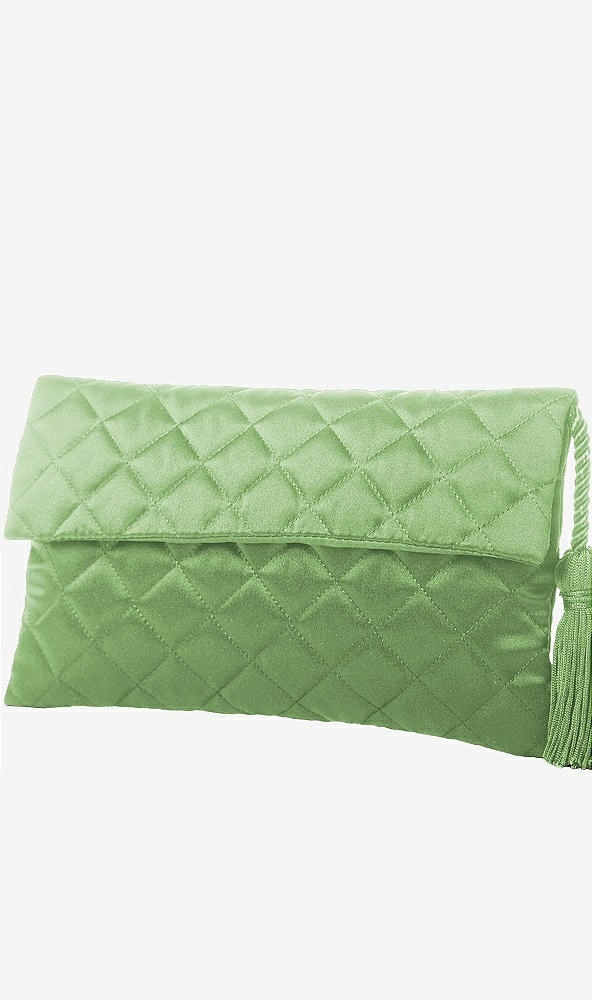 Front View - Apple Slice Quilted Envelope Clutch with Tassel Detail