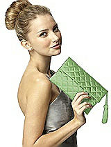 Rear View Thumbnail - Apple Slice Quilted Envelope Clutch with Tassel Detail