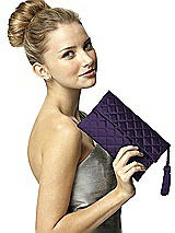 Rear View Thumbnail - Concord Quilted Envelope Clutch with Tassel Detail