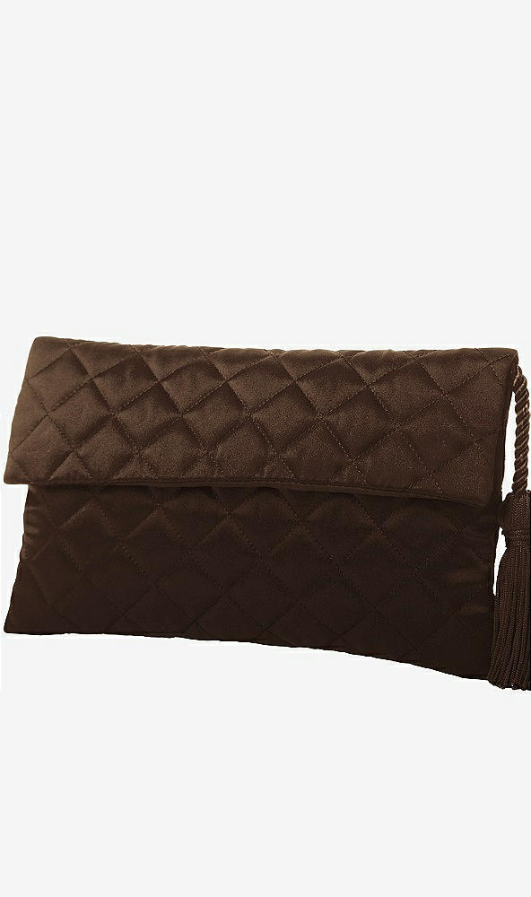 Front View - Espresso Quilted Envelope Clutch with Tassel Detail