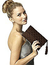 Rear View Thumbnail - Espresso Quilted Envelope Clutch with Tassel Detail