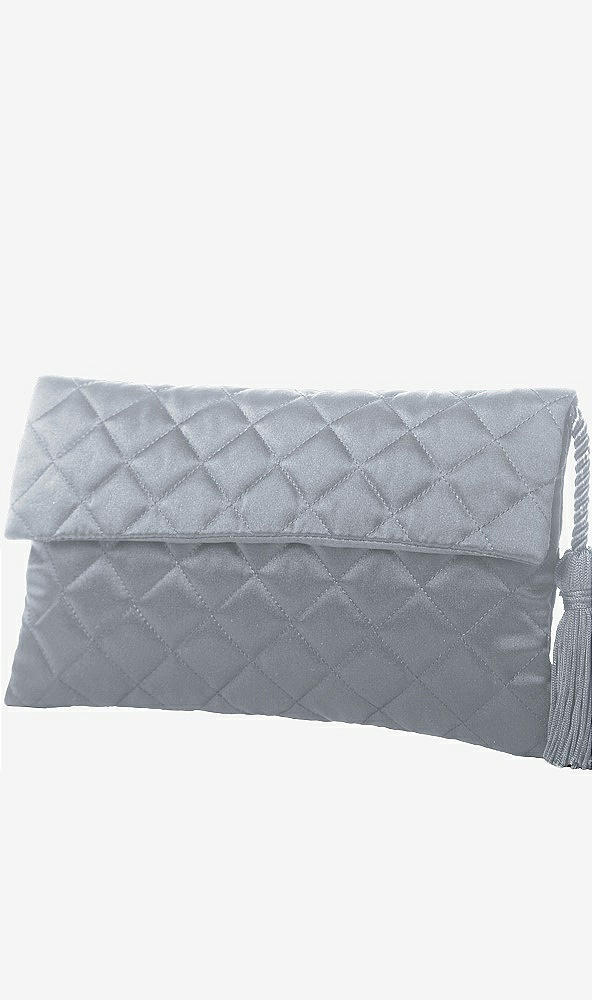Front View - Platinum Quilted Envelope Clutch with Tassel Detail