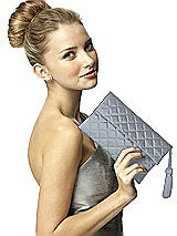 Rear View Thumbnail - Platinum Quilted Envelope Clutch with Tassel Detail