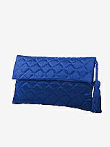 Front View Thumbnail - Sapphire Quilted Envelope Clutch with Tassel Detail