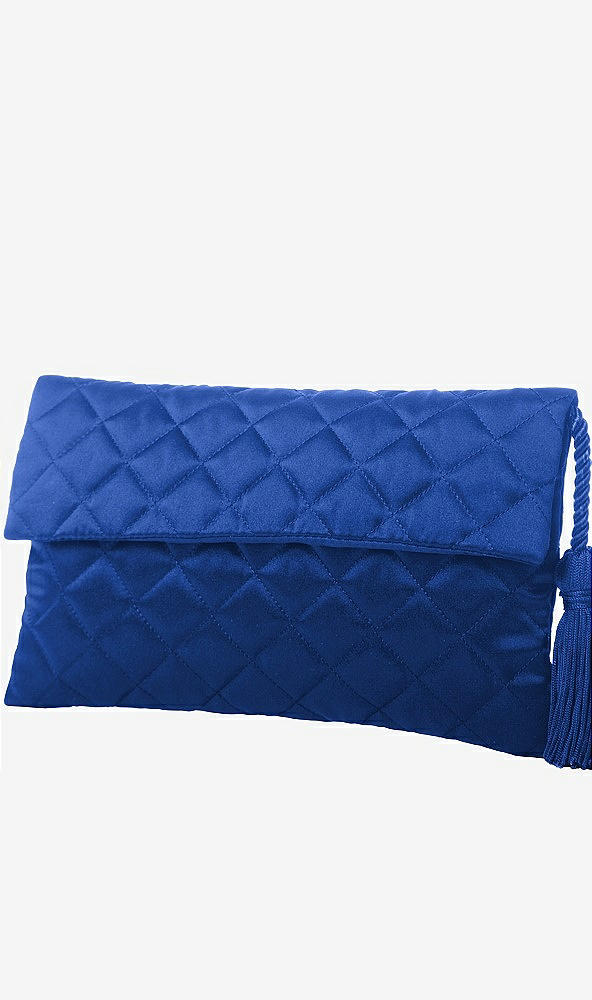 Front View - Sapphire Quilted Envelope Clutch with Tassel Detail