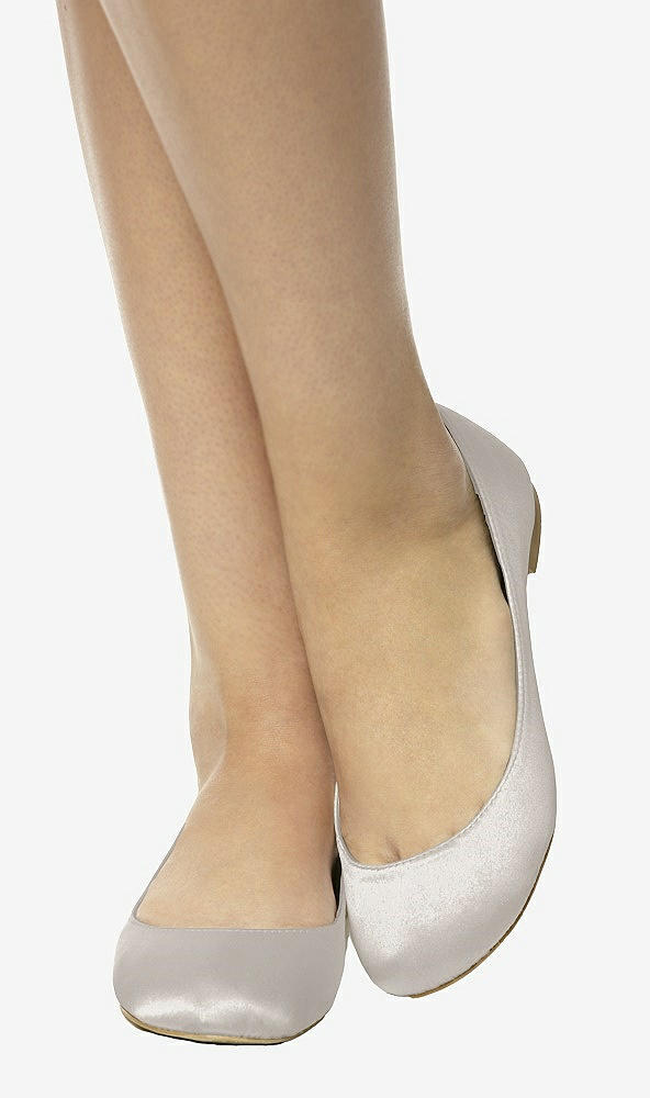Back View - Oyster Simple Satin Ballet Wedding Flats