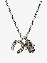 Front View Thumbnail - Gold Good Luck Hamsa and Horseshoe Charm Necklace
